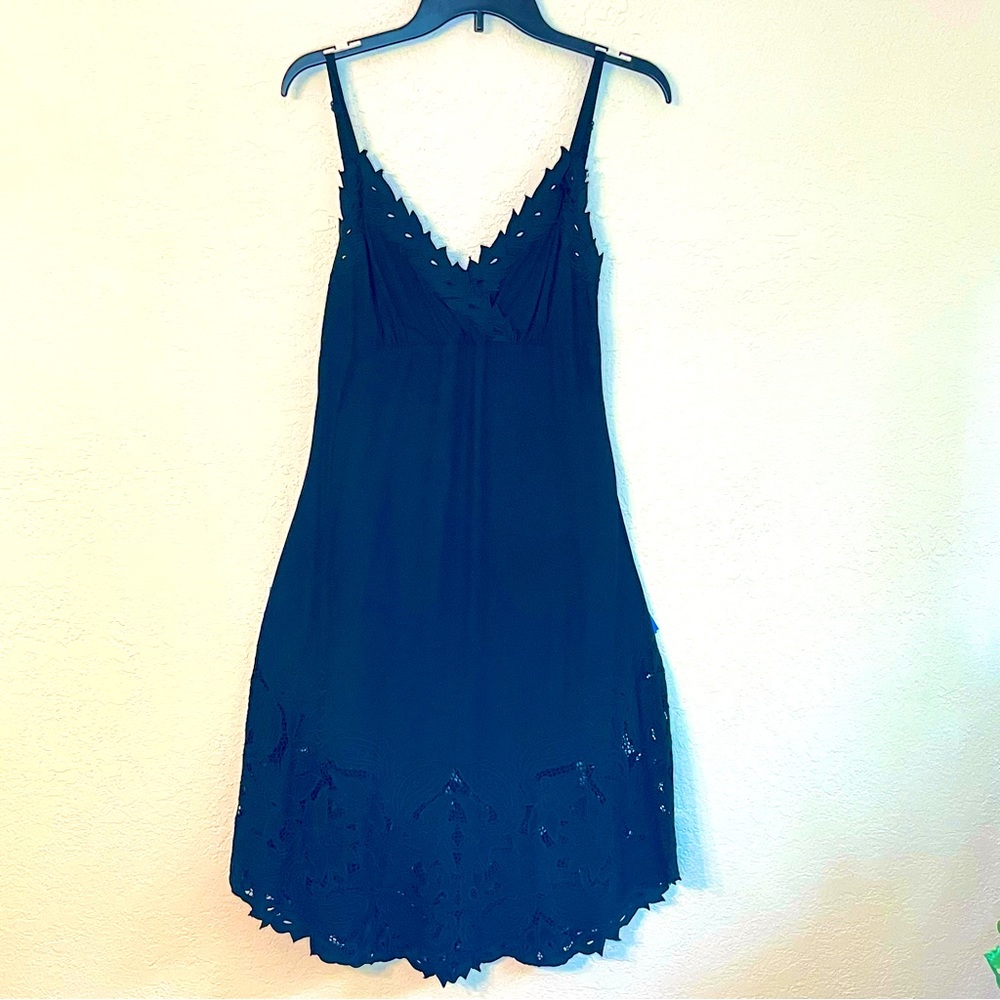 Serendipity - Black Dress with Lace Detail, Sleeveless, A Line, Size M
